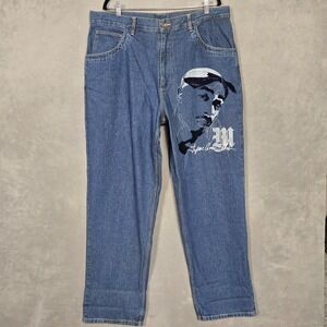 Vintage Makaveli Denim Jeans mens 40x34 Tupac graphic baggy hip hop relaxed